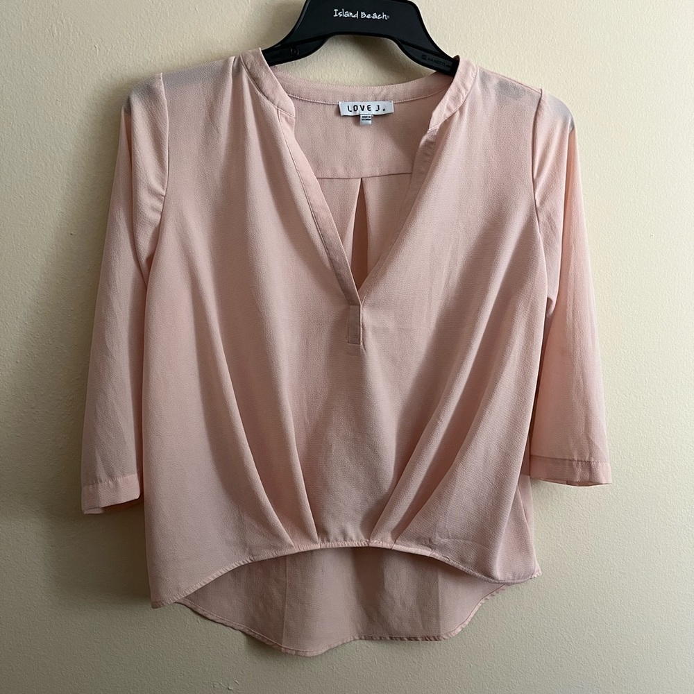 Pink V-Neck Blouse